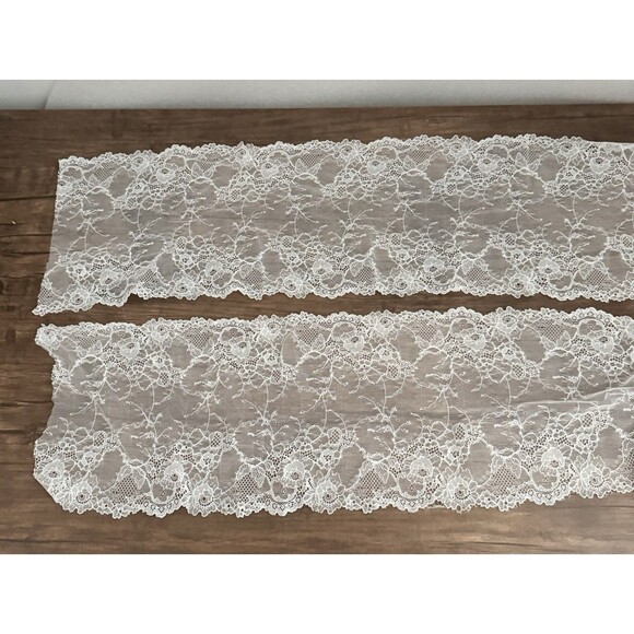 8 Inch White Lace Trim | 8 Feet Long x 8 Inches Wide | Possibly Vintage| - Picture 1 of 3